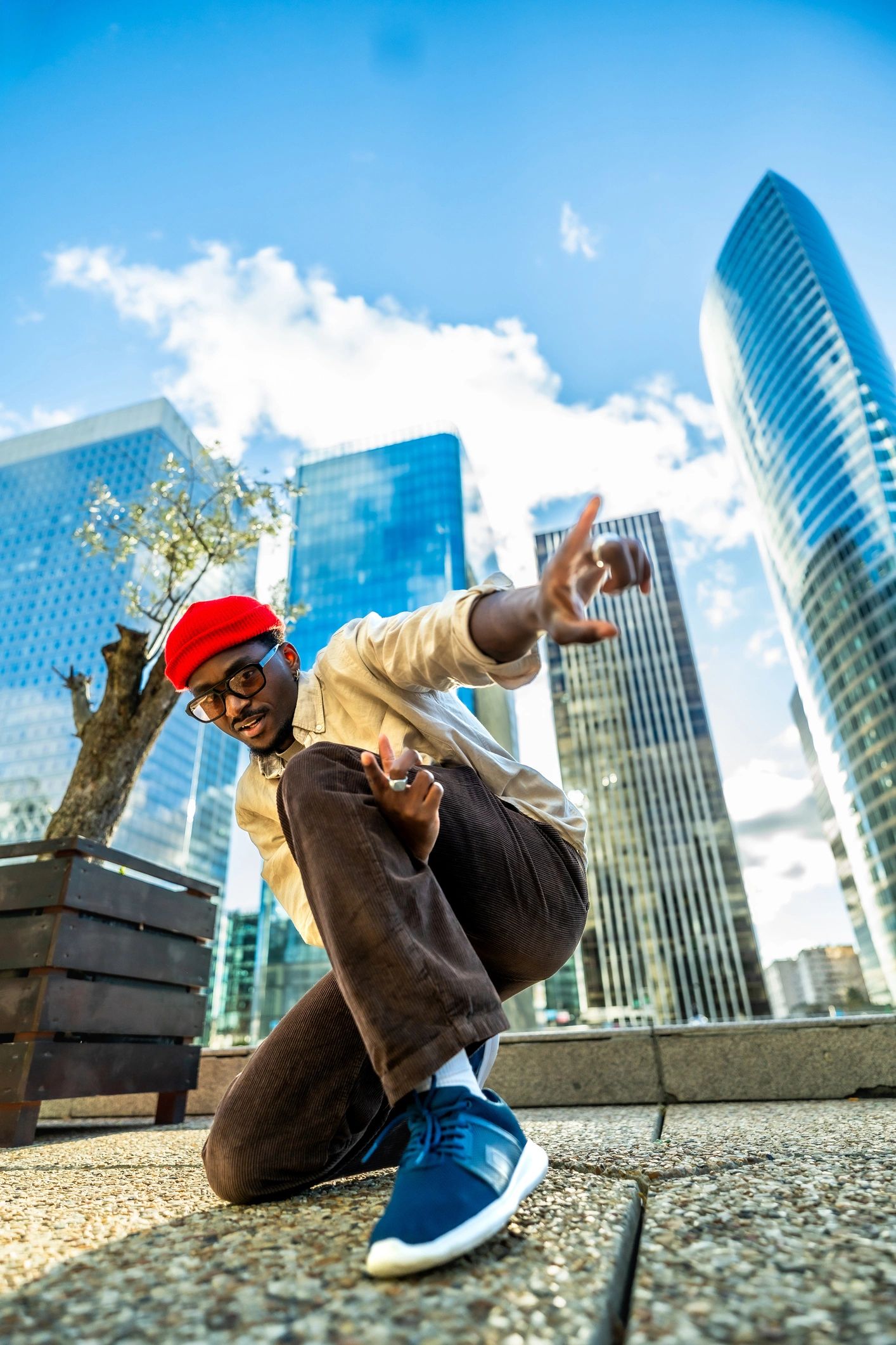 Dancer performing in an urban Paris setting